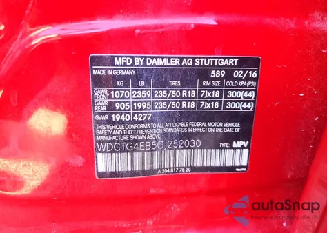 2016 Mercedes-Benz Gla 250 из США, поврежденный, VIN WDCTG4EB5GJ252030